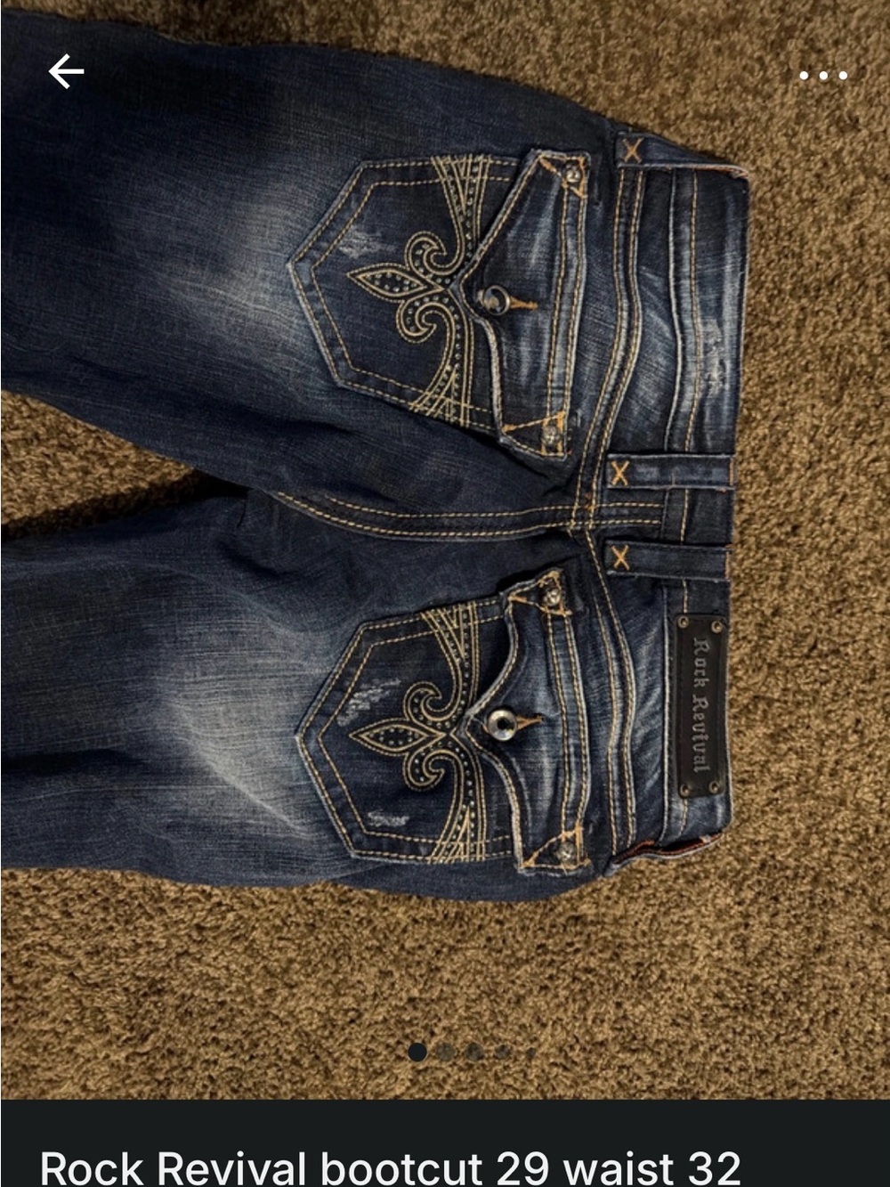 Rock Revival Dark Blue Bootcut Jeans with Embroidered Pockets